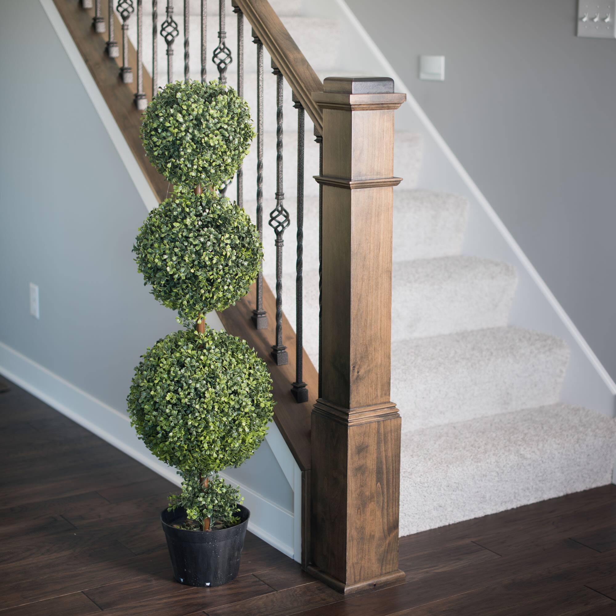 5ft. Artificial Triple Ball Green Boxwood Topiary